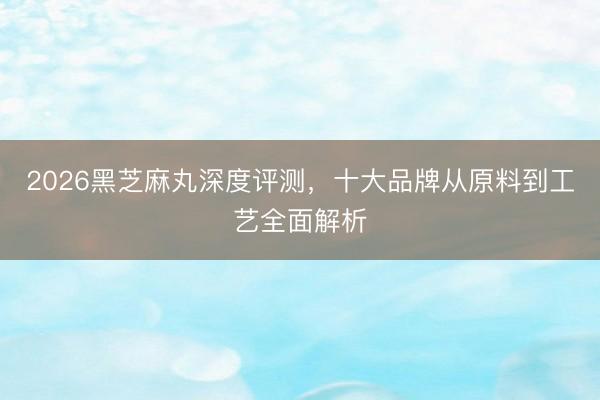 2026黑芝麻丸深度评测，十大品牌从原料到工艺全面解析