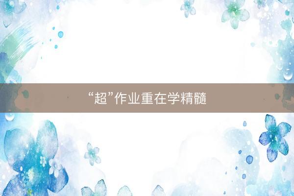 “超”作业重在学精髓