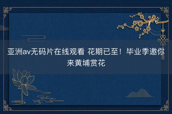 亚洲av无码片在线观看 花期已至！毕业季邀你来黄埔赏花