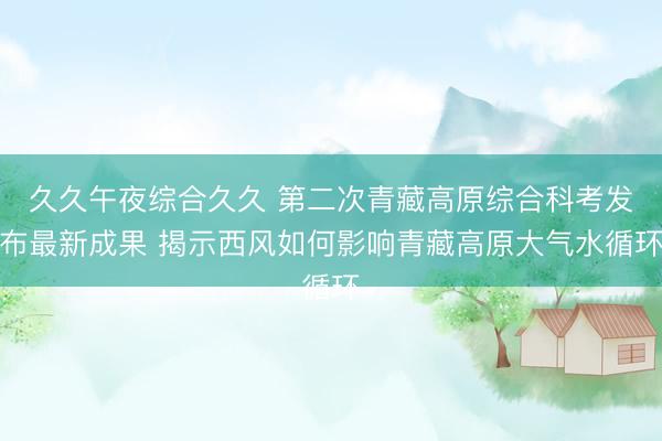 久久午夜综合久久 第二次青藏高原综合科考发布最新成果 揭示西风如何影响青藏高原大气水循环