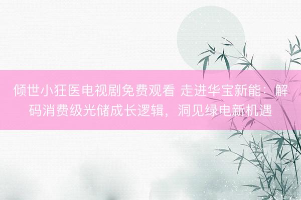 倾世小狂医电视剧免费观看 走进华宝新能：解码消费级光储成长逻辑，洞见绿电新机遇