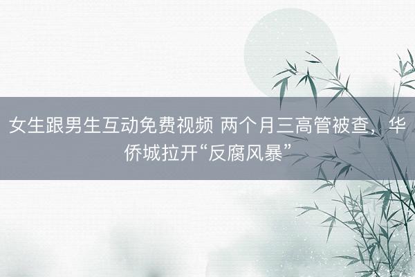 女生跟男生互动免费视频 两个月三高管被查,华侨城拉开“反腐风暴”