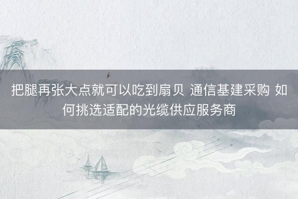 把腿再张大点就可以吃到扇贝 通信基建采购 如何挑选适配的光缆供应服务商