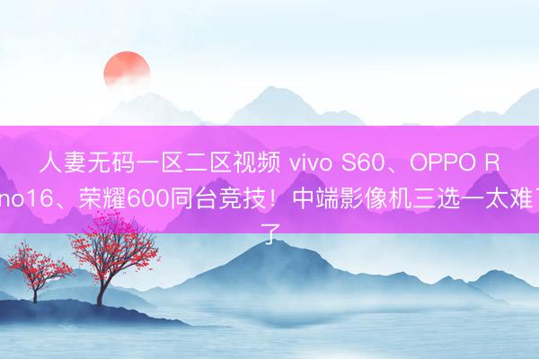 人妻无码一区二区视频 vivo S60、OPPO Reno16、荣耀600同台竞技！中端影像机三选一太难了