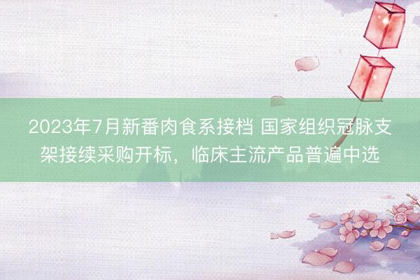 2023年7月新番肉食系接档 国家组织冠脉支架接续采购开标，临床主流产品普遍中选