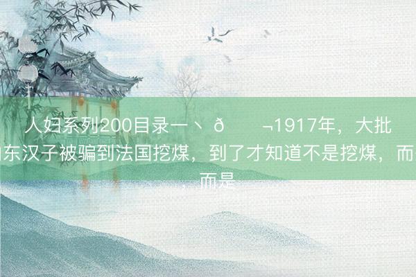 人妇系列200目录一丶 🌬1917年，大批山东汉子被骗到法国挖煤，到了才知道不是挖煤，而是