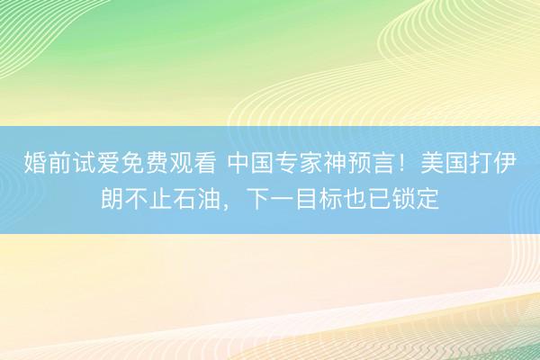 婚前试爱免费观看 中国专家神预言！美国打伊朗不止石油，下一目标也已锁定