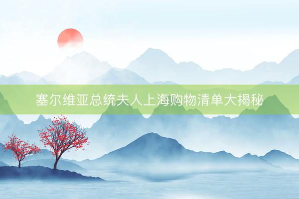 塞尔维亚总统夫人上海购物清单大揭秘