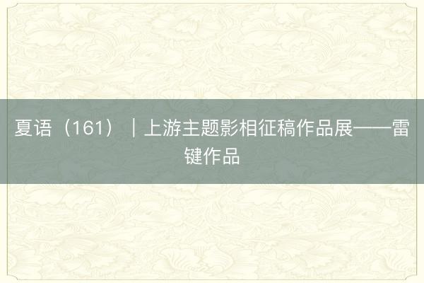 夏语（161）｜上游主题影相征稿作品展——雷键作品