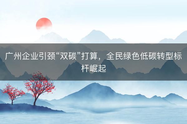 广州企业引颈“双碳”打算，全民绿色低碳转型标杆崛起