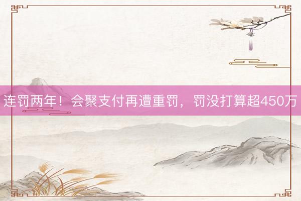 连罚两年！会聚支付再遭重罚，罚没打算超450万