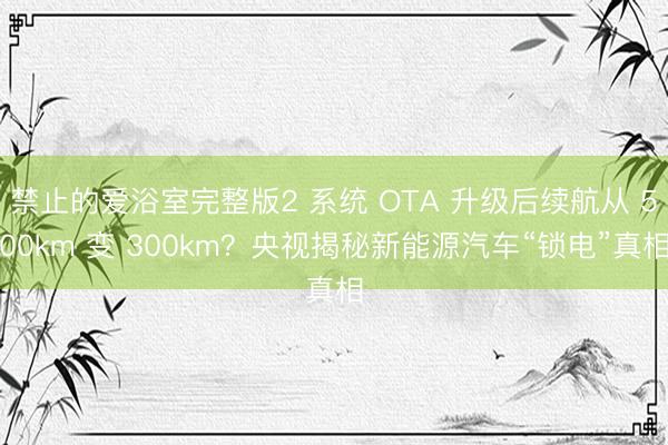 禁止的爱浴室完整版2 系统 OTA 升级后续航从 500km 变 300km？央视揭秘新能源汽车“锁电”真相