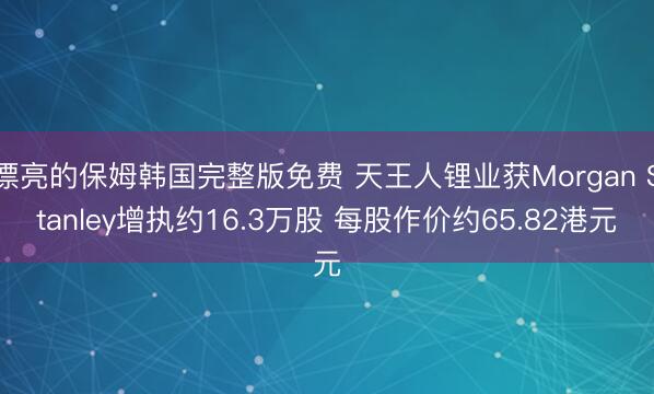 漂亮的保姆韩国完整版免费 天王人锂业获Morgan Stanley增执约16.3万股 每股作价约65.82港元