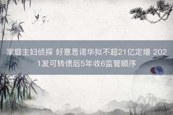 家庭主妇侦探 好意思诺华拟不超21亿定增 2021发可转债后5年收6监管顺序