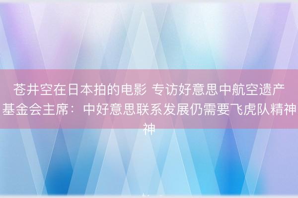 苍井空在日本拍的电影 专访好意思中航空遗产基金会主席：中好意思联系发展仍需要飞虎队精神