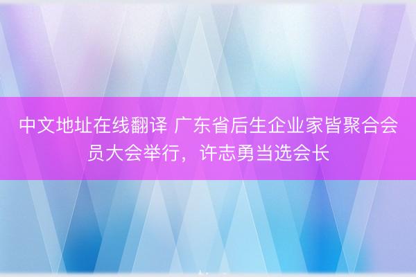 中文地址在线翻译 广东省后生企业家皆聚合会员大会举行，许志勇当选会长